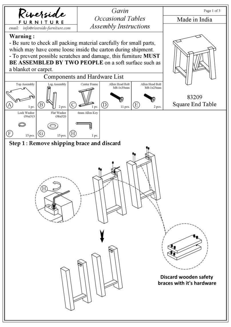 Riverside Furniture Gavin 83209 Assembly instructions Riverside Furniture Gavin 83209 Assembly instructions
