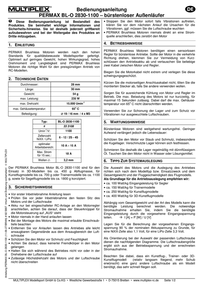 Multiplex BL-O 2830-1100 operating instructions Multiplex BL-O 2830-1100 operating instructions