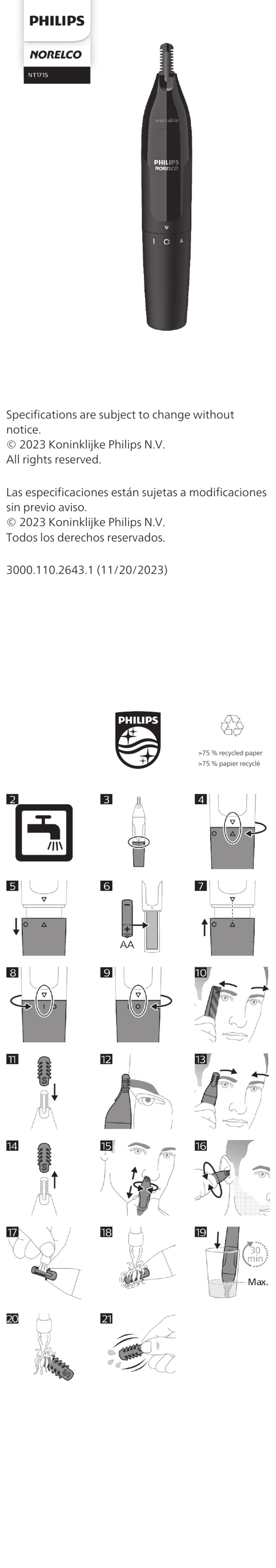 Philips NORELCO NT1715 manual