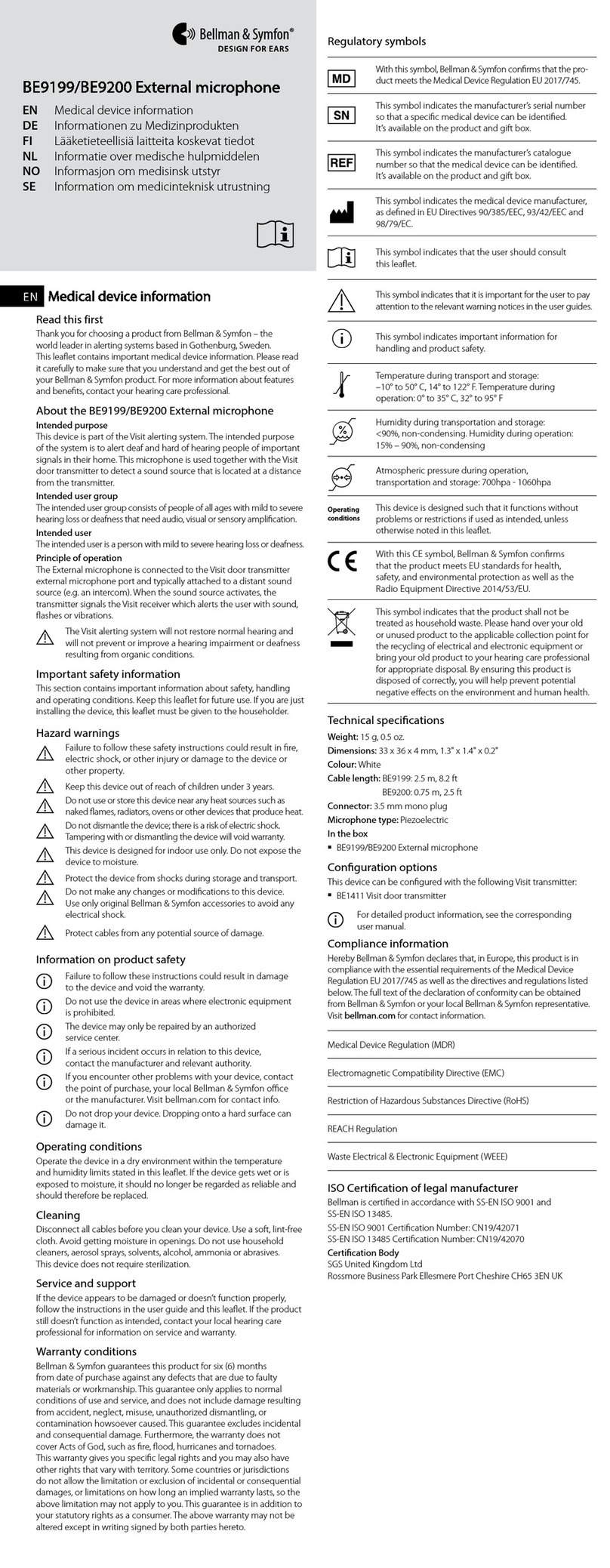 Bellman & Symfon BE9199 Application guide