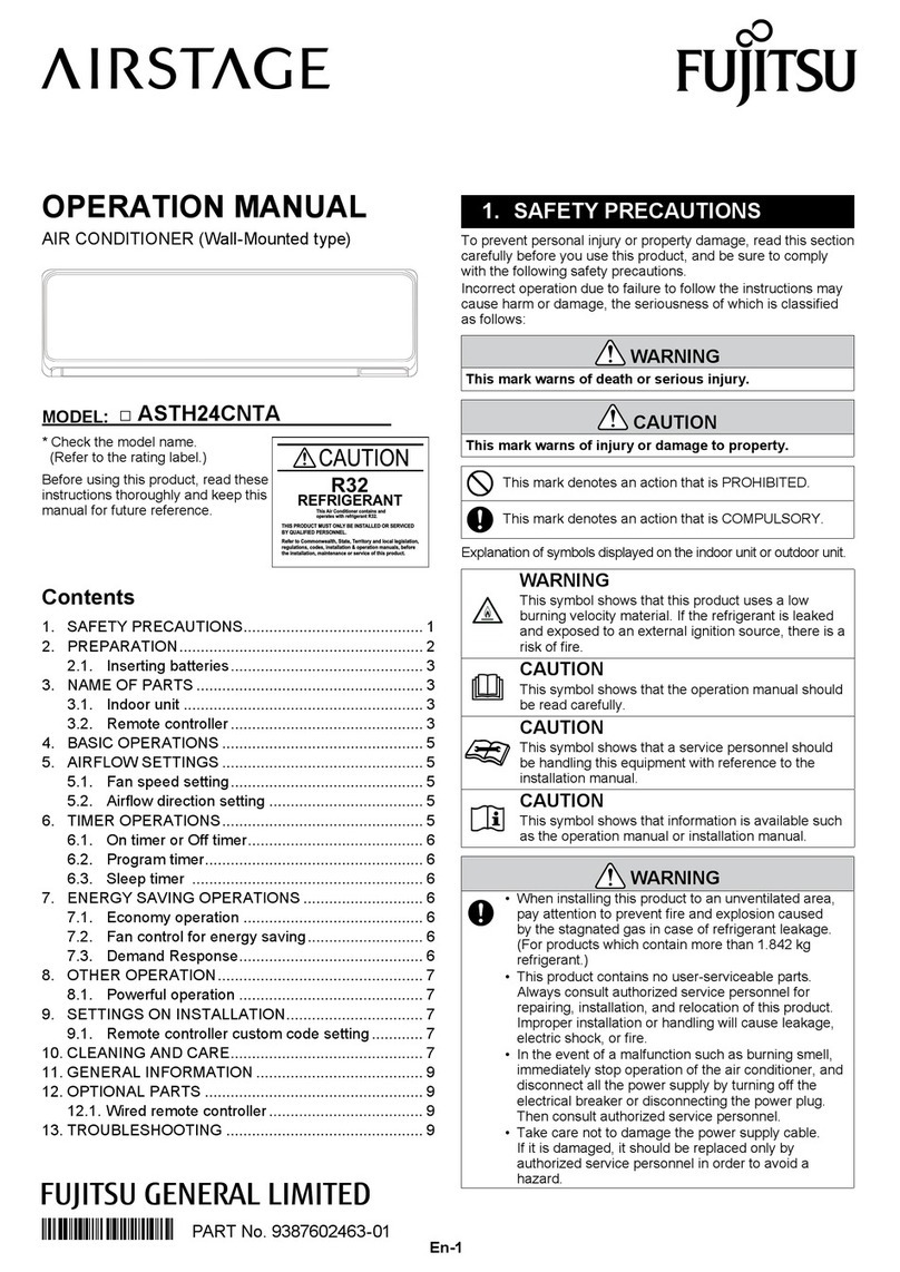 Fujitsu AIRSTAGE ASTH24CNTA User manual