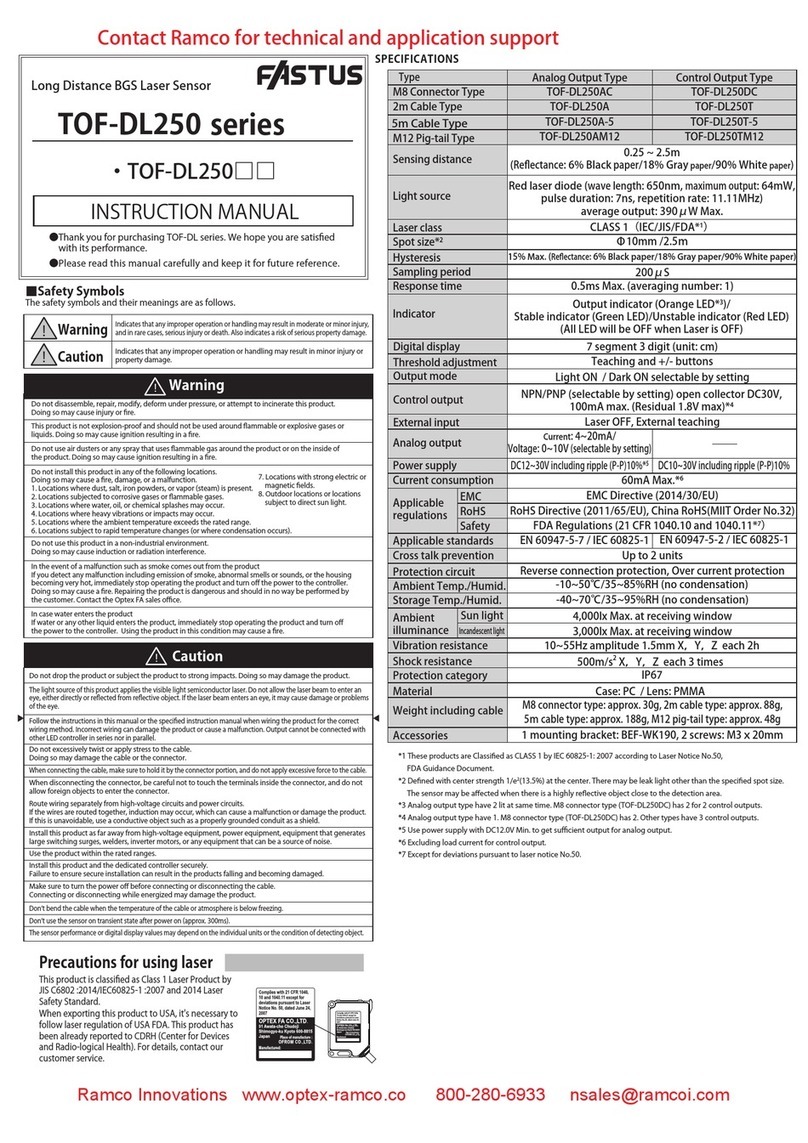 Fastus TOF-DL250 Series instruction manual