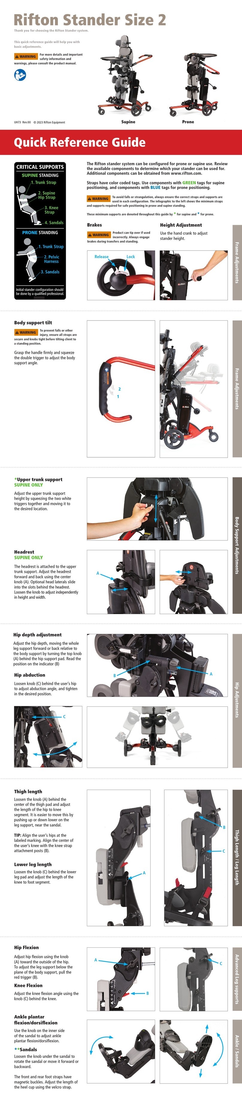 Rifton Stander Size 2 Quick reference guide