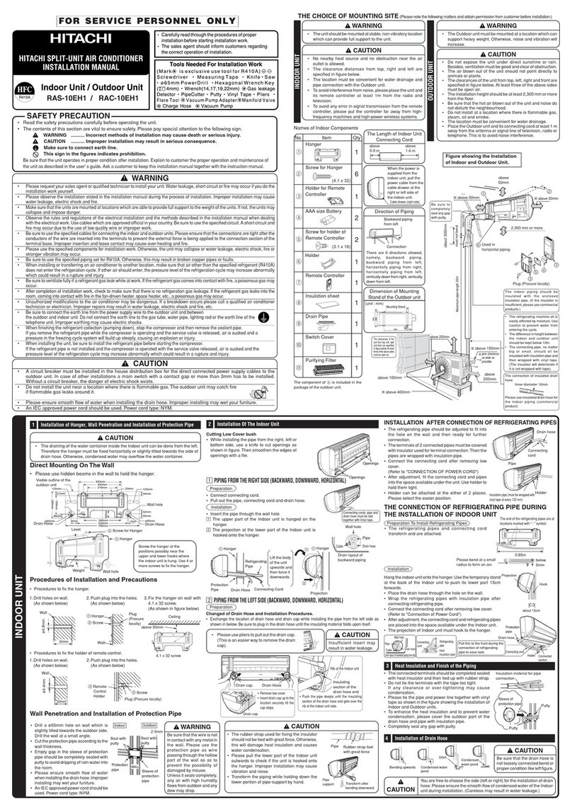 Hitachi RAC-10EH1 User manual