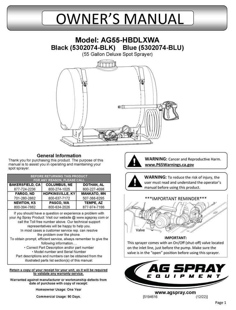 AG SPRAY AG55-HBDLXWA owner's manual