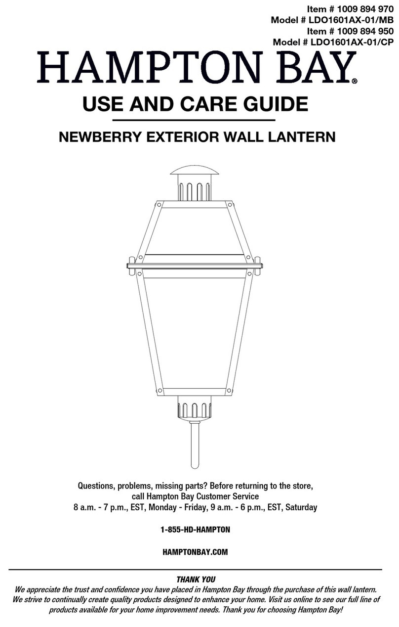 HAMPTON BAY NEWBERRY LDO1601AX-01/CP Use and care guide