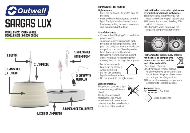 Outwell SARGAS LUX 651245 instruction manual