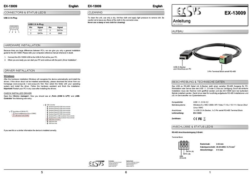 Exsys EX-13101 User manual