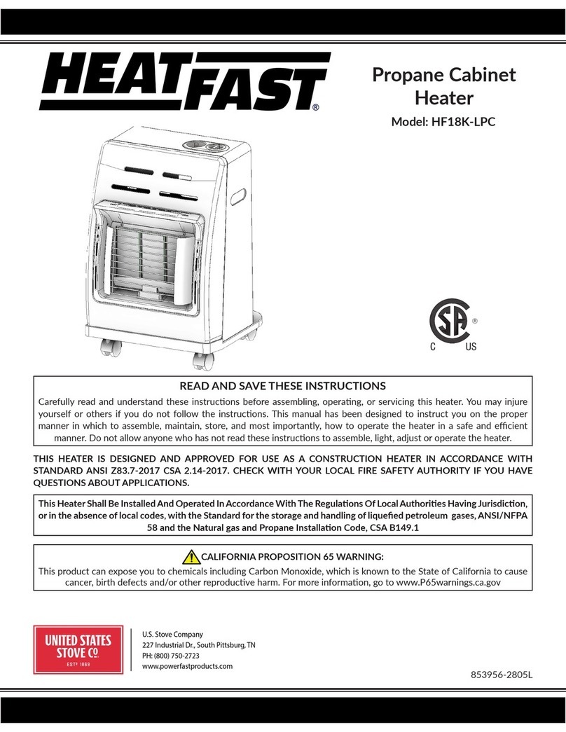 United States Stove HEATFAST HF18K-LPC User manual