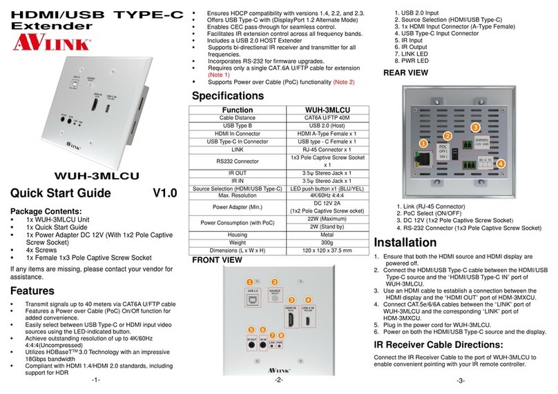 AVLink WUH-3MLCU quick start guide