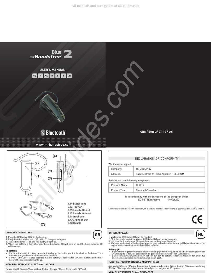 MRHANDSFREE Blue 2 user manual