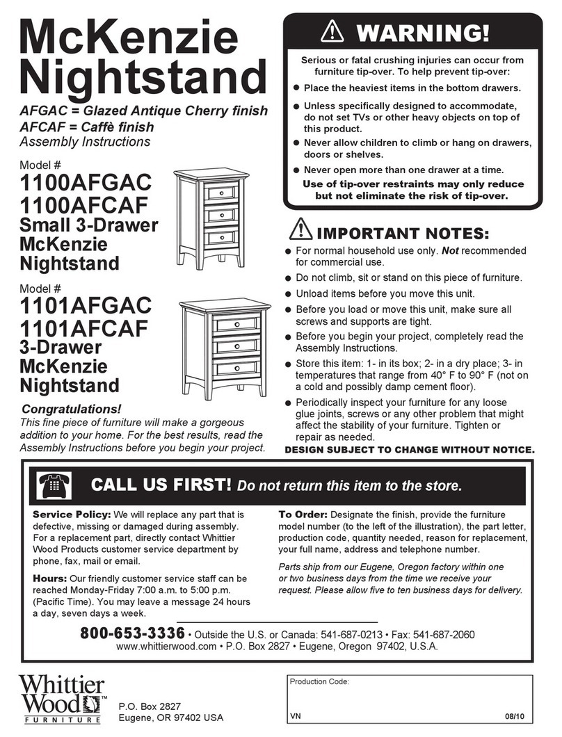Whittier Wood Furniture McKenzie 1100AFGAC Assembly instructions
