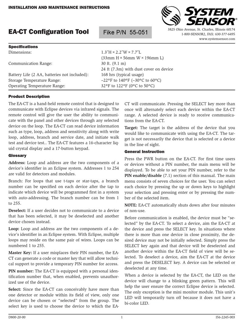 System Sensor EA-CT Installation and maintenance instructions