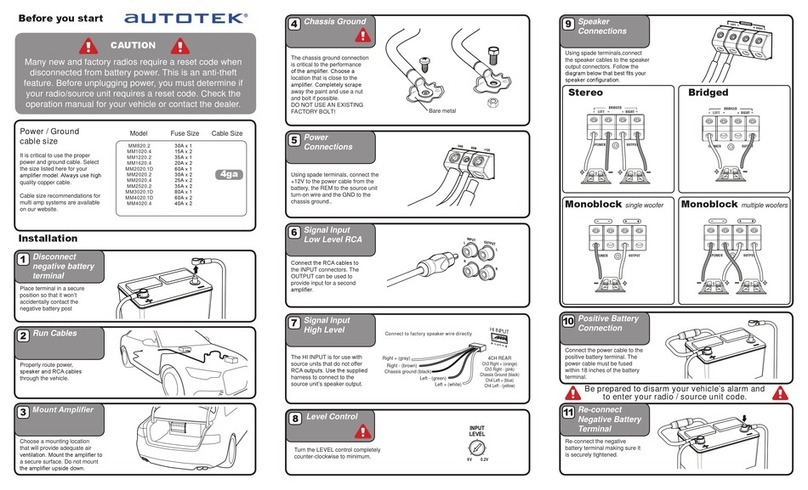 Autotek MM 4020.4 Quick start installation guide