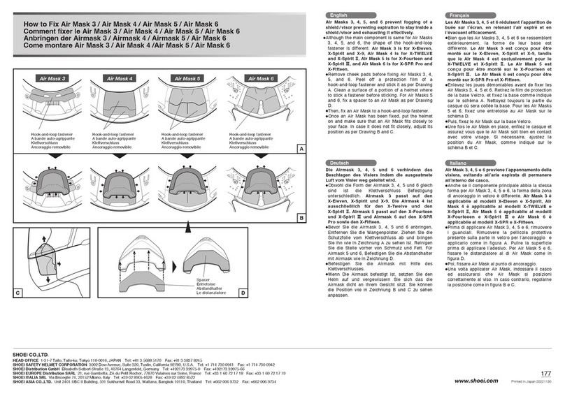 SHOEI Air Mask 3 Installation and user guide