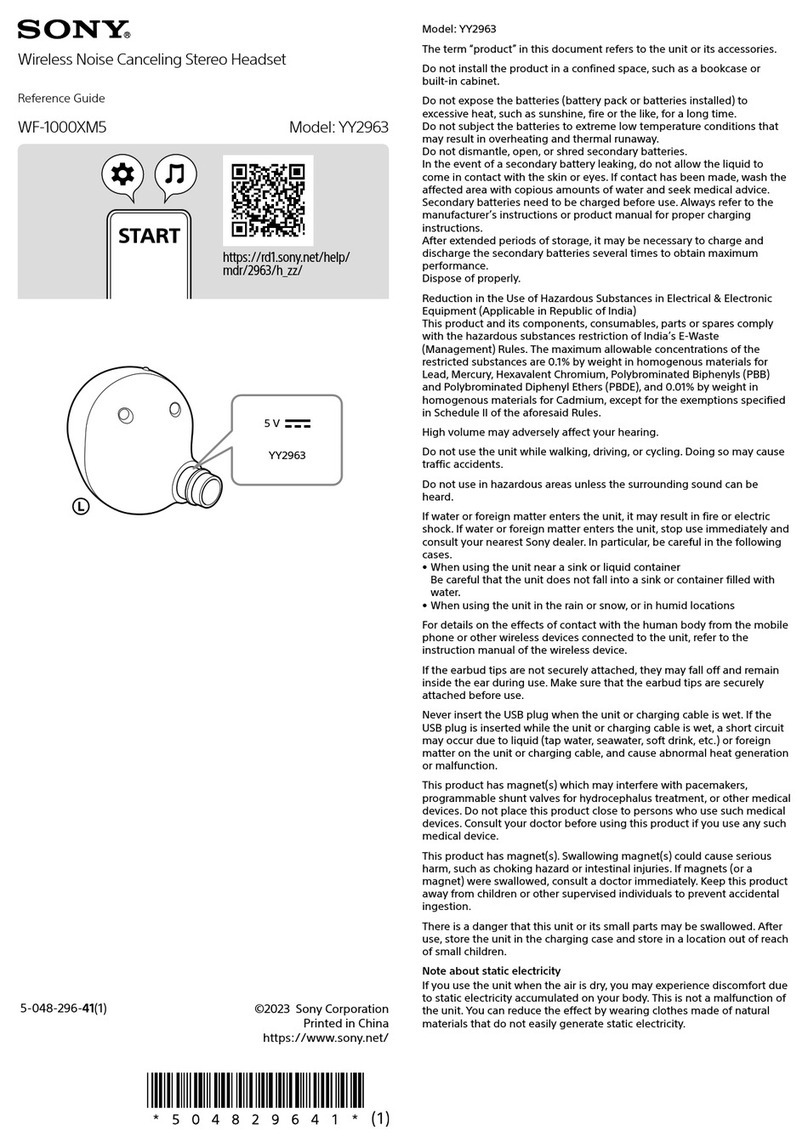 Sony WF-1000XM5 reference guide