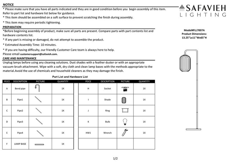 Safavieh Lighting SANTINA FLL7007A quick start guide