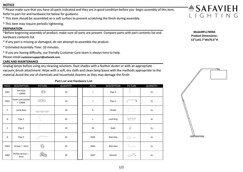 Safavieh Lighting ELIS FLL7000A quick start guide