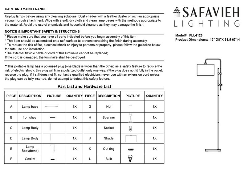 Safavieh Lighting IDRA FLL4126 quick start guide