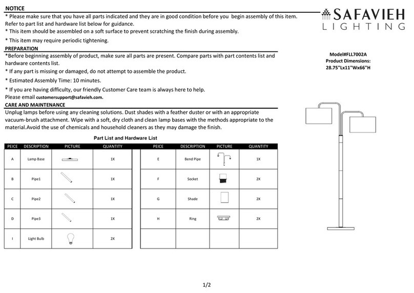 Safavieh Lighting GEORDI FLL7002A quick start guide