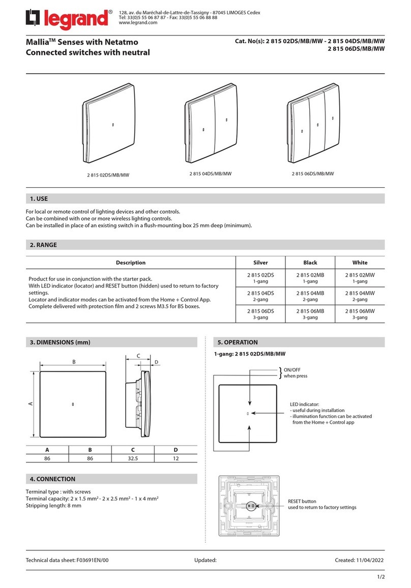 LEGRAND Mallia Senses with Netatmo 2 815 02DS/MB/MW Original operating instructions LEGRAND Mallia Senses with Netatmo 2 815 02DS/MB/MW Original operating instructions
