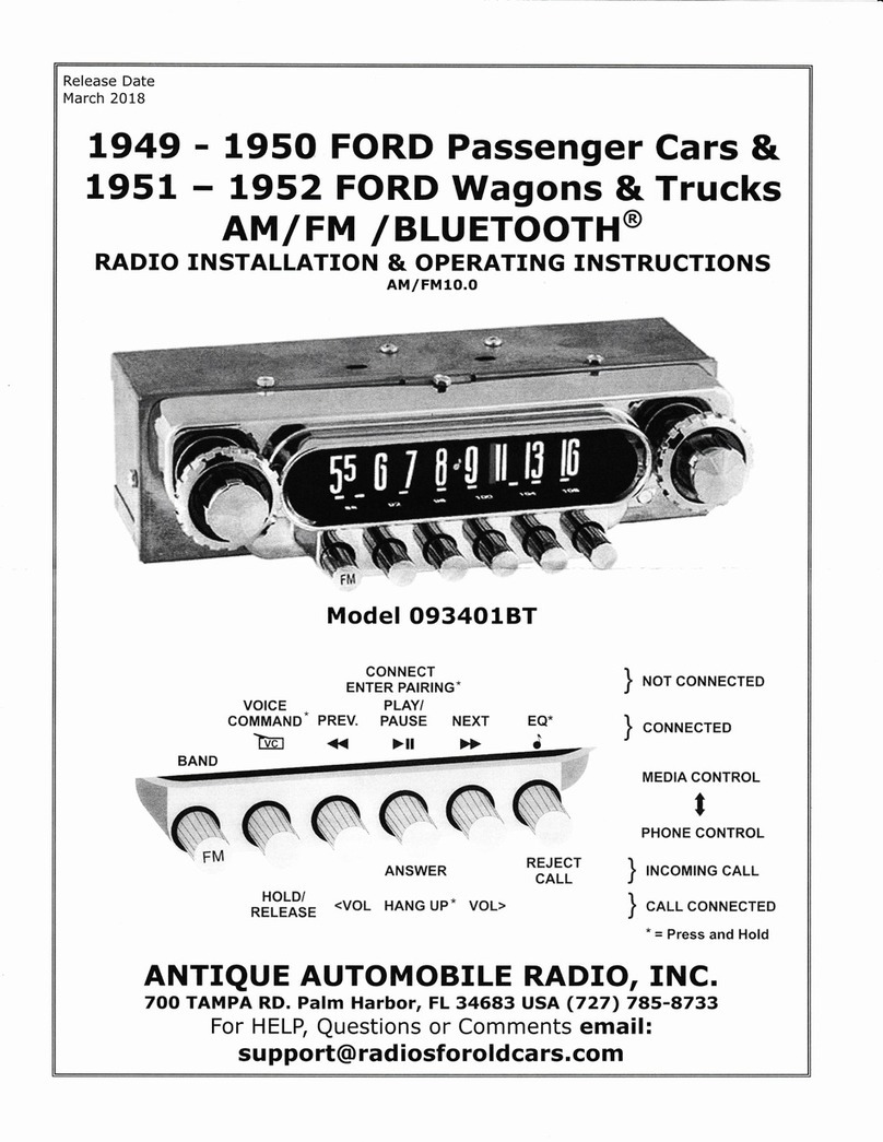 Antique Automobile Radio 093401BT Installation & operating instructions