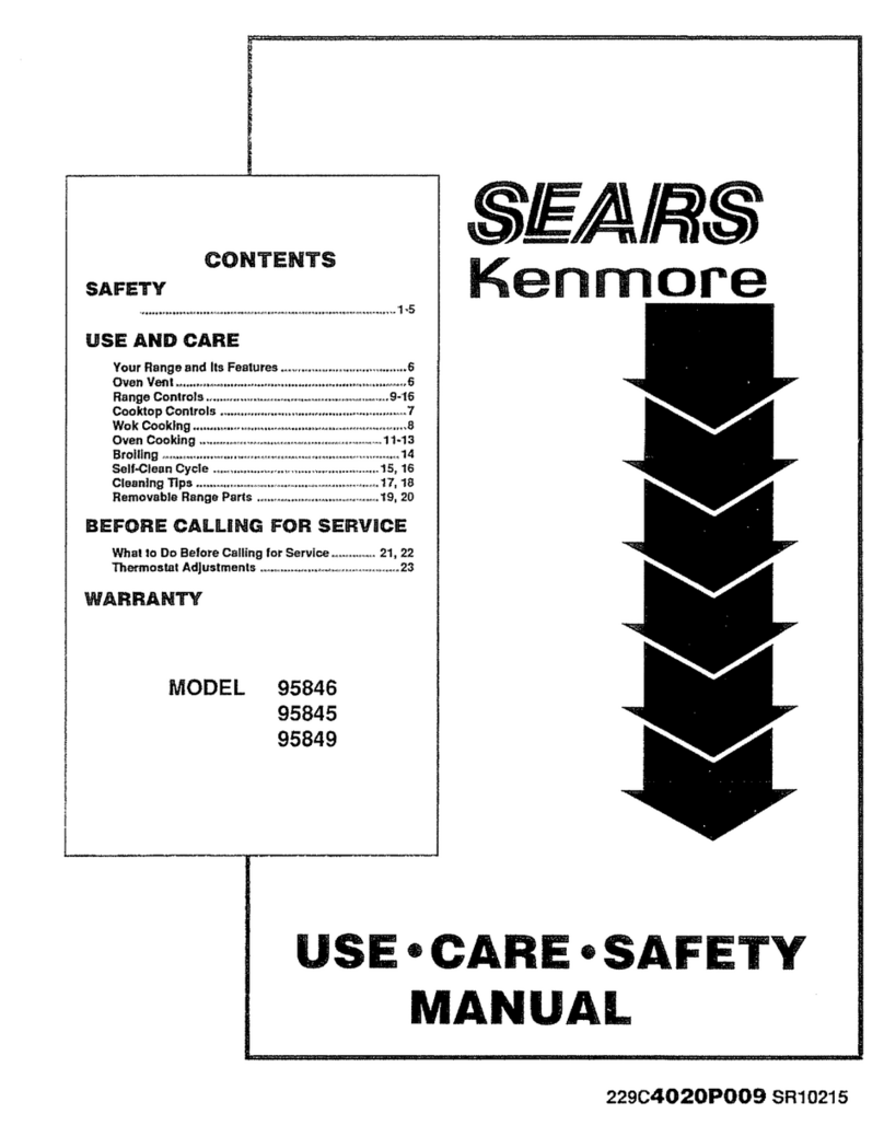 Sears Kenmore 95846 use and care manual