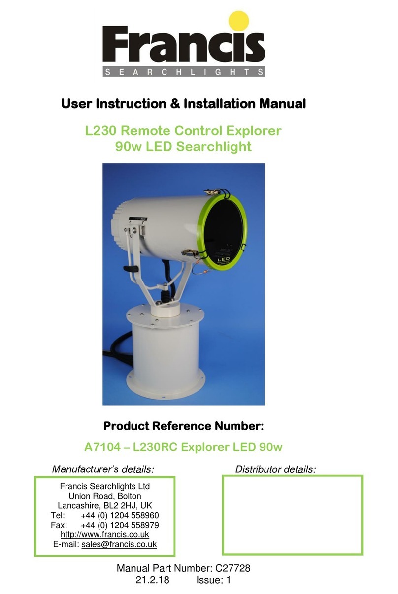 Francis Searchlights A7104 User instruction & installation manual