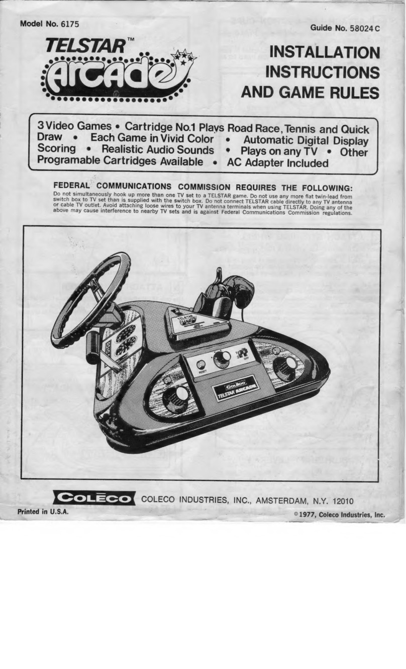 Coleco Telstar Arcade 6175 installation instructions