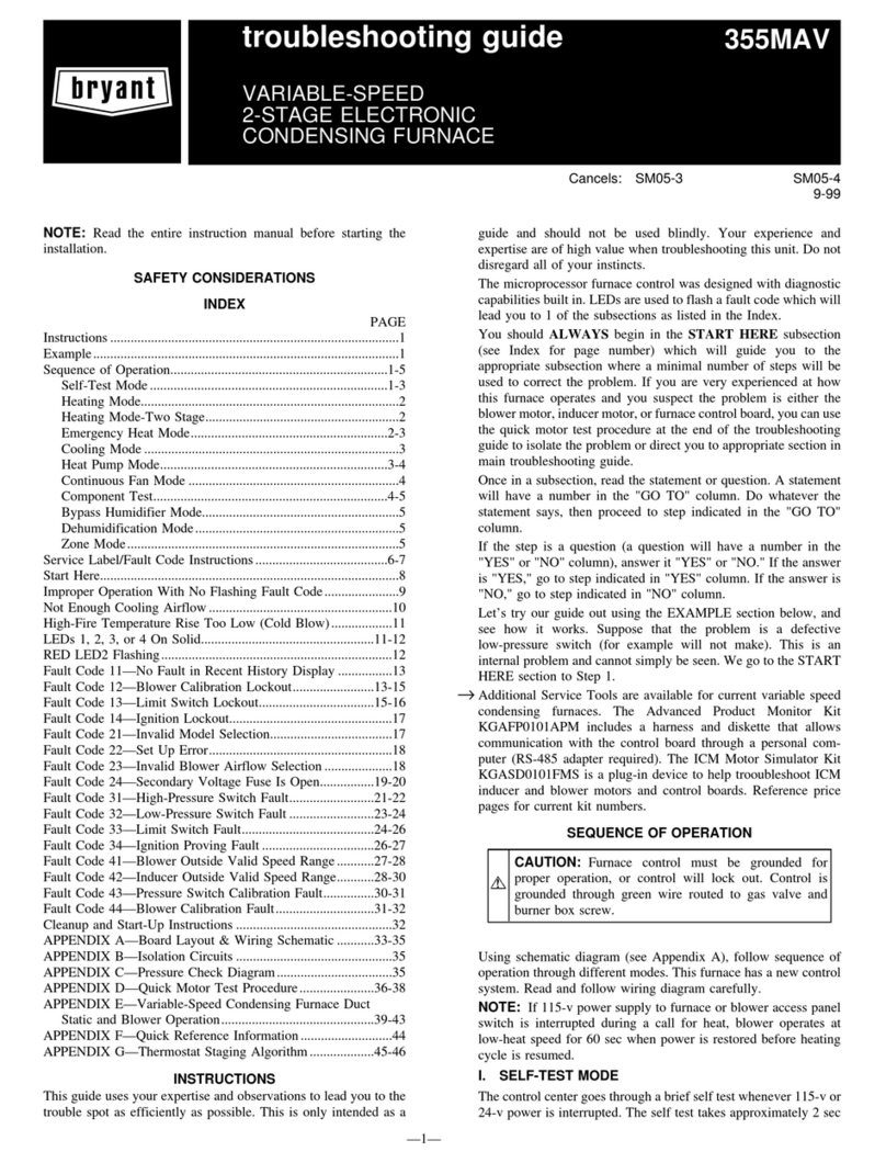 Bryant CONDENSING GAS FURNACE 355MAV User manual