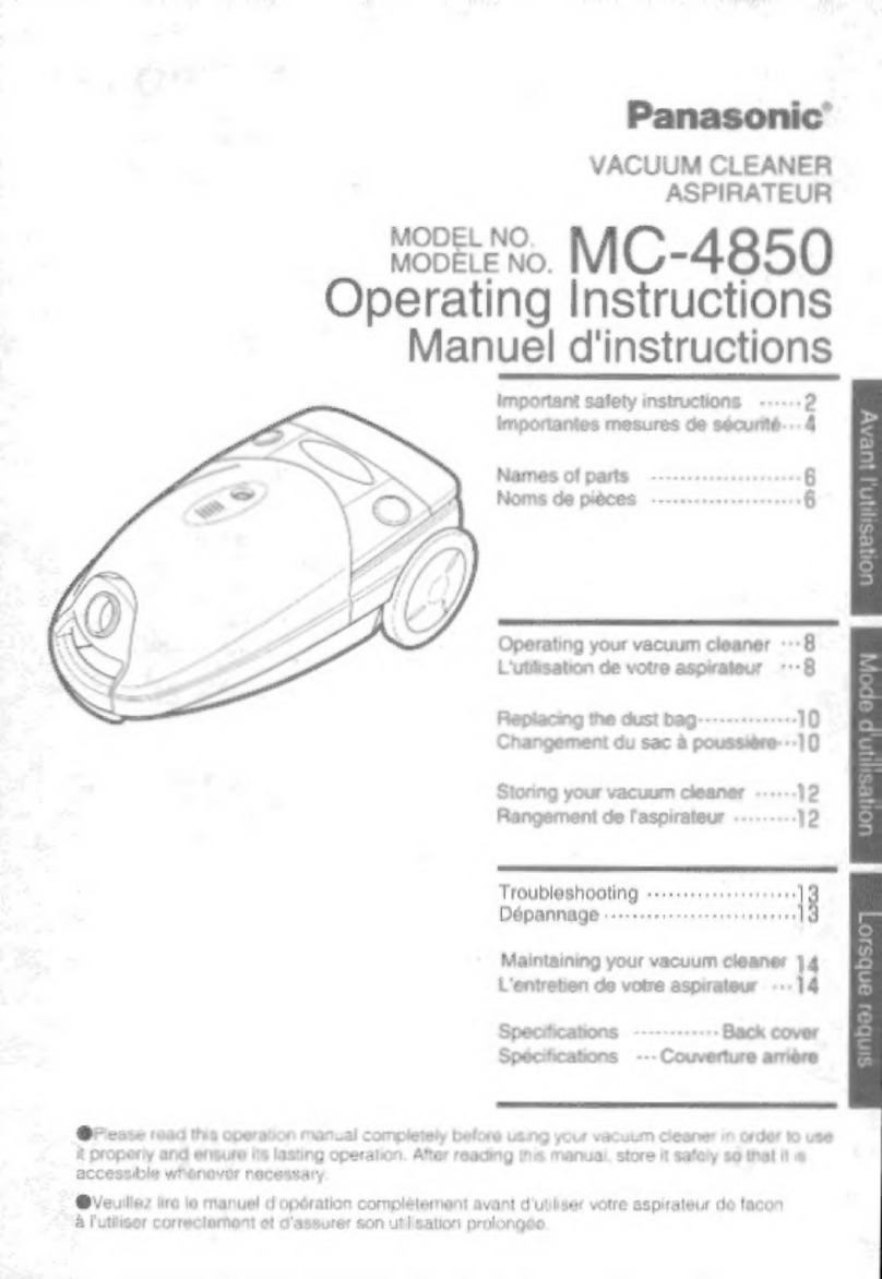 Panasonic MC4850 - CANISTER VACUUM operating instructions