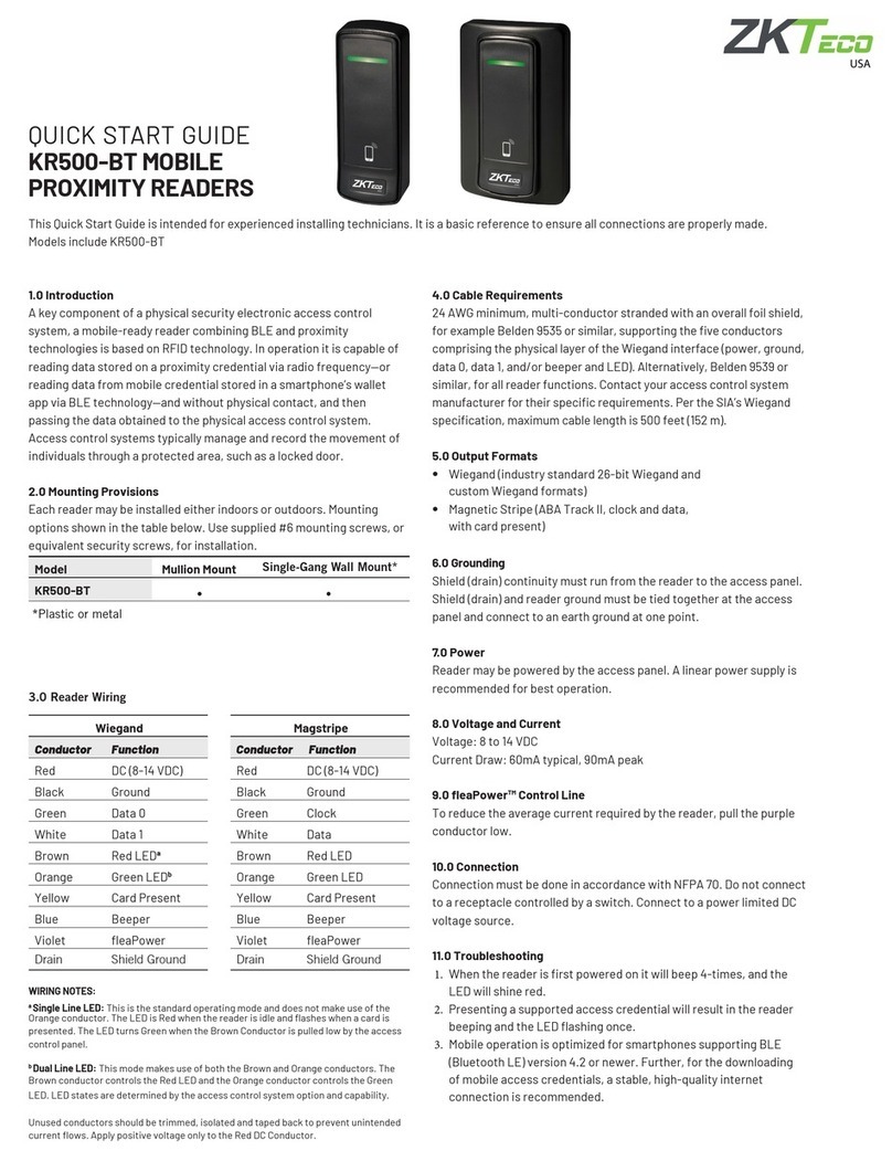 ZKTeco KR500-BT User manual