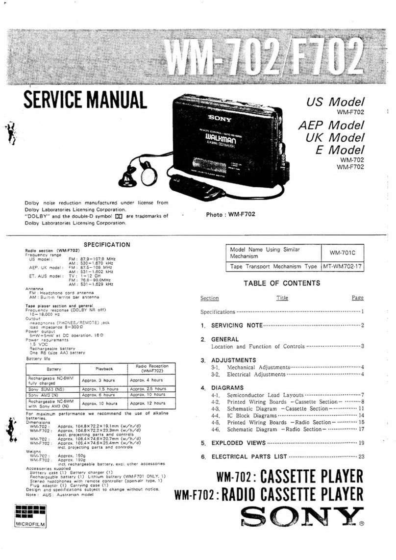 Sony WALKMAN WM-702 User manual