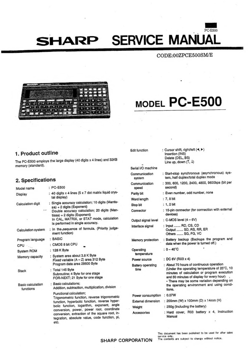 Sharp PC-E500 Service manual