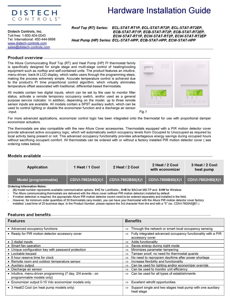 Distech Controls RT Series Hardware installation guide