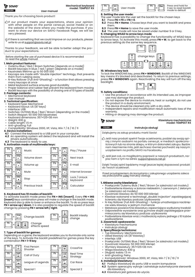 Savio TEMPEST RX User manual