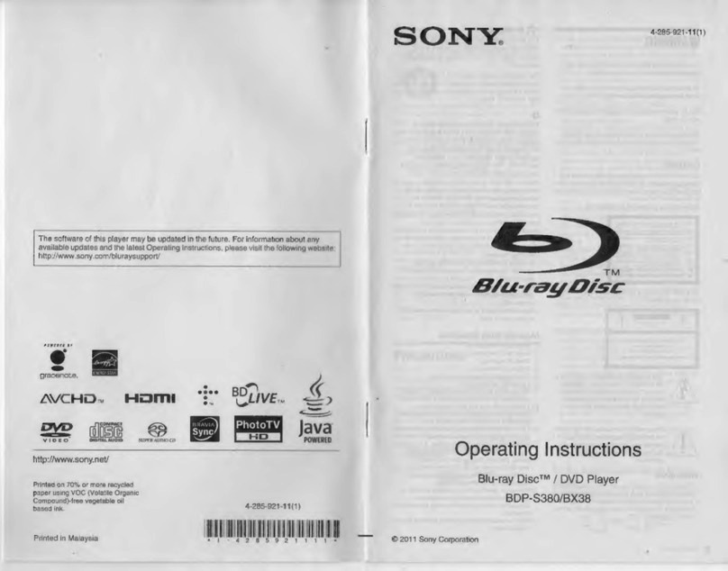 Sony BDP-S380 - Blu-ray Disc™ Player operating instructions