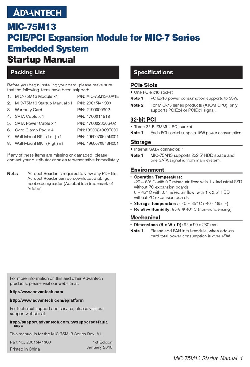 Advantech MIC-7 Series Installation and operation manual