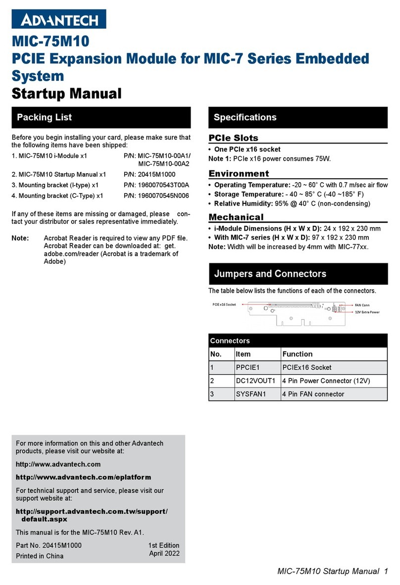 Advantech MIC-7 Series Startup manual