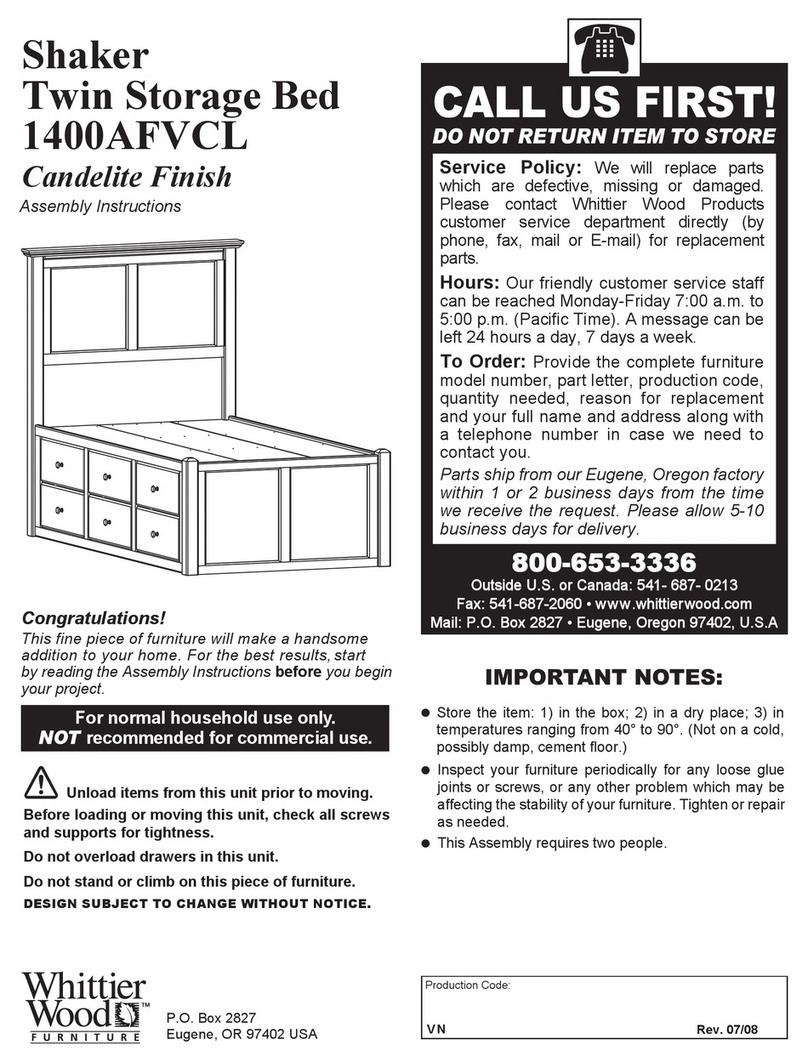 Whittier Wood Products Shaker 1400AFVCL Assembly instructions Whittier Wood Products Shaker 1400AFVCL Assembly instructions