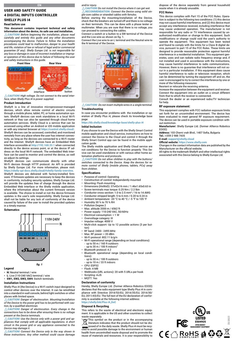 Shelly PLUS I4 General user and safety guide