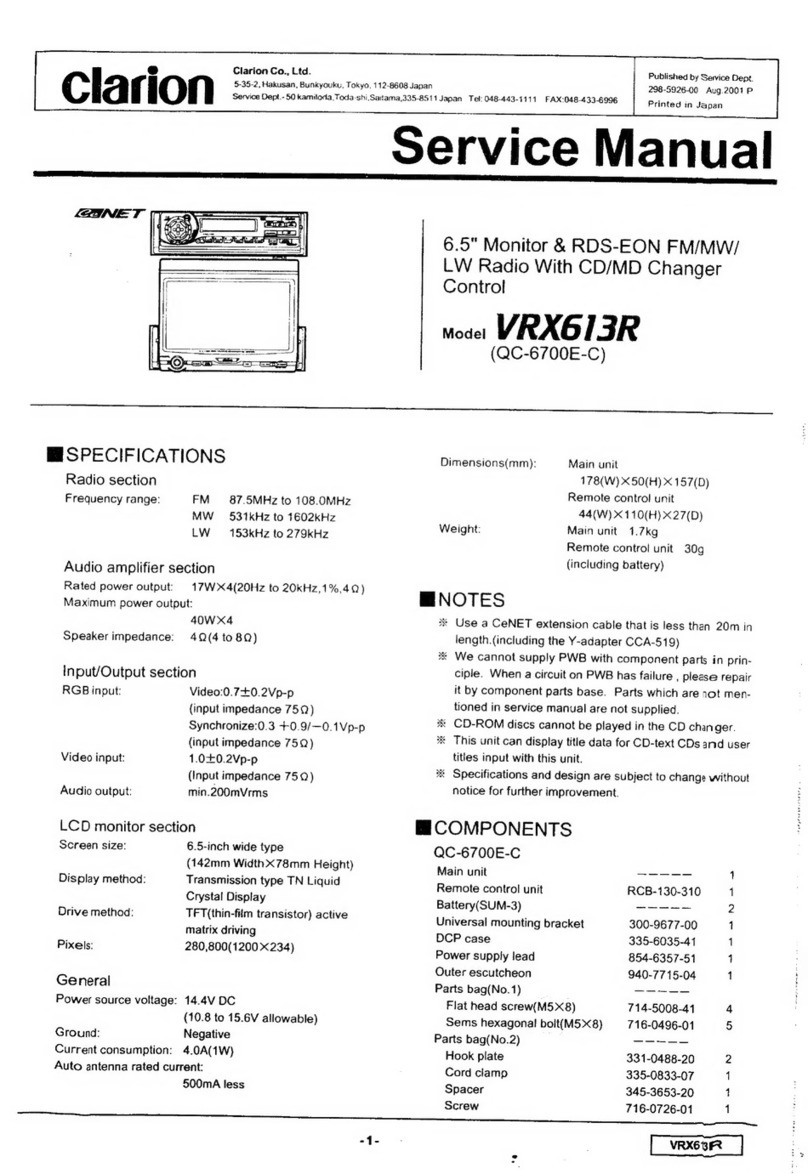 Clarion VRX613R Service manual