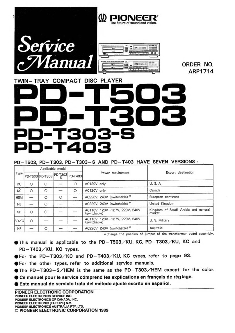 Pioneer PD-T303 User manual