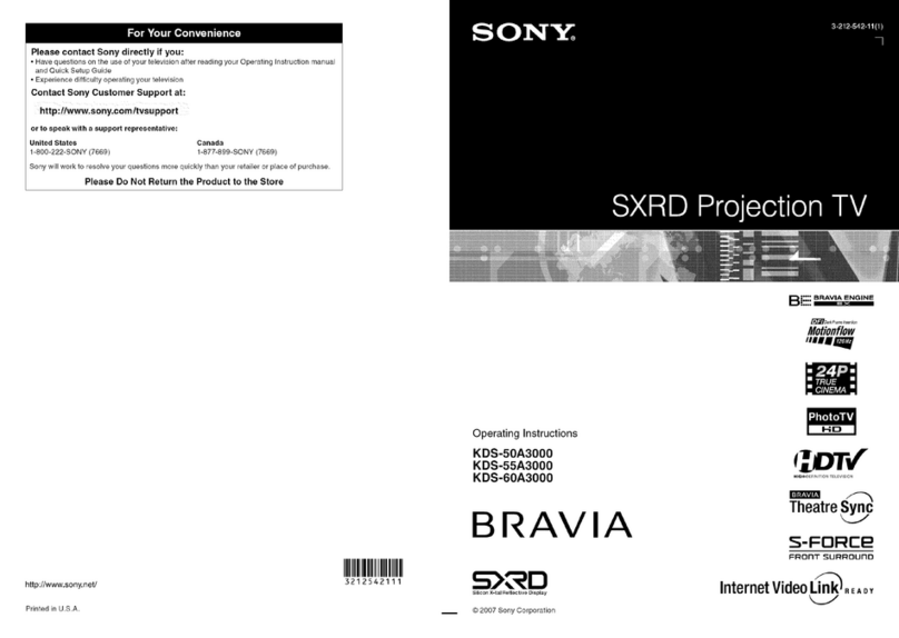 Sony KDS-50A3000 - Bravia Sxrd Microdisplay Hdtv User manual