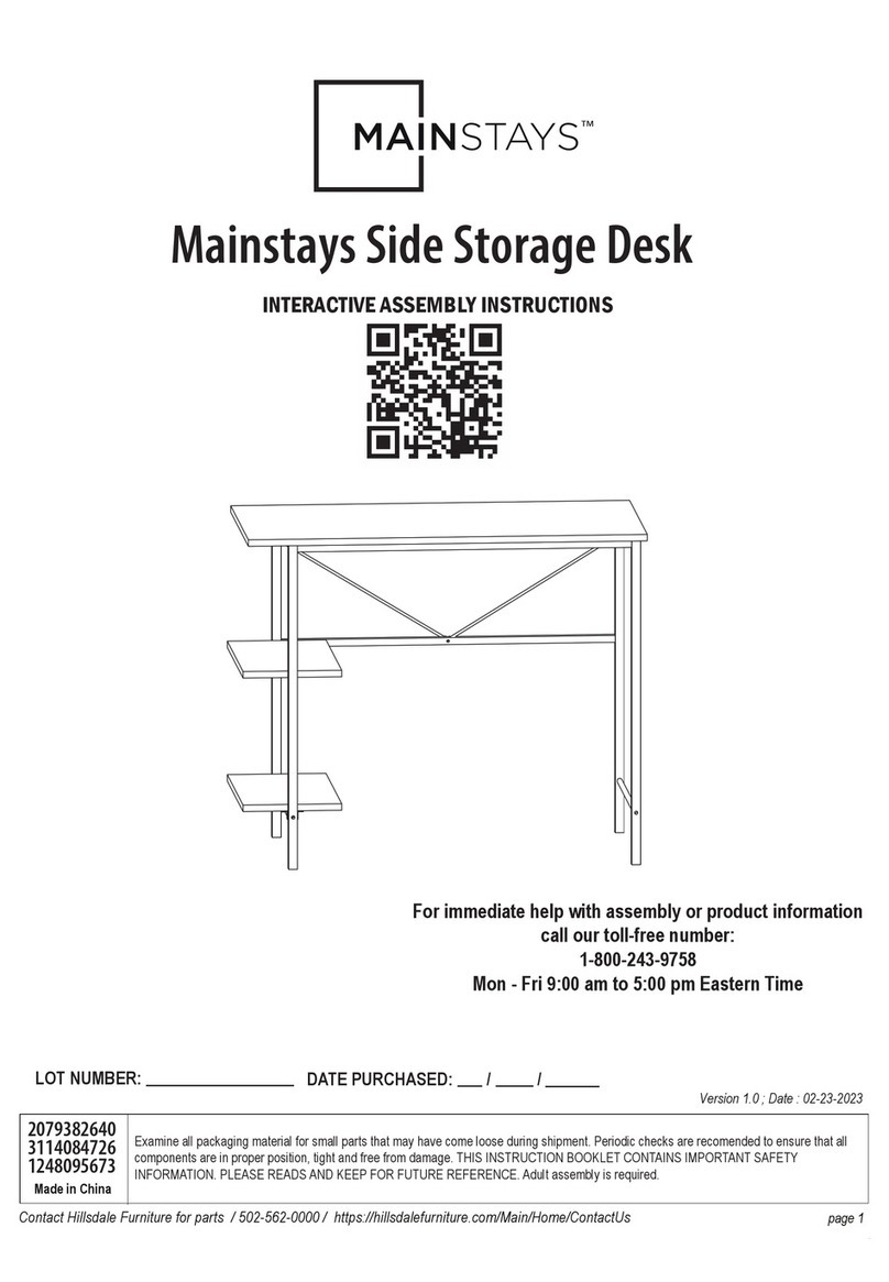 Mainstays Side Storage Desk User manual Mainstays Side Storage Desk User manual