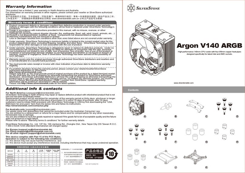 SilverStone Argon V140 ARGB manual