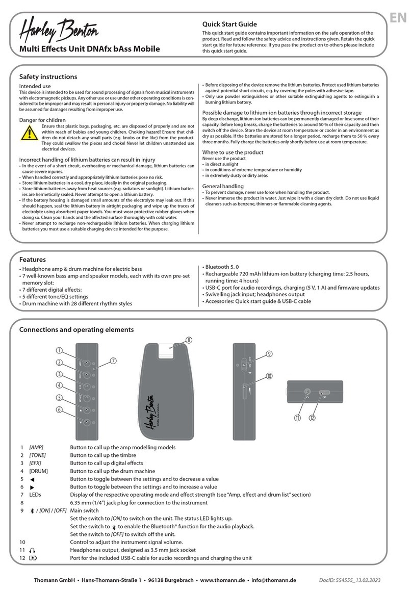 thomann Harley Benton DNAfx bAss Mobile quick start guide