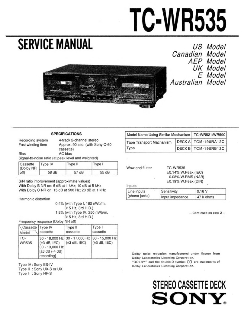 Sony TC-WR535 - Dual Cassette Deck User manual