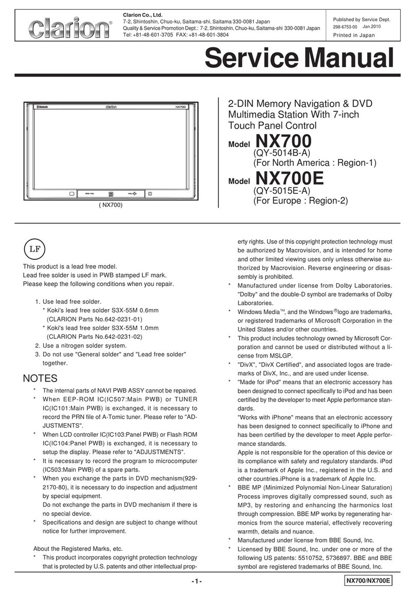 Clarion NX700 User manual