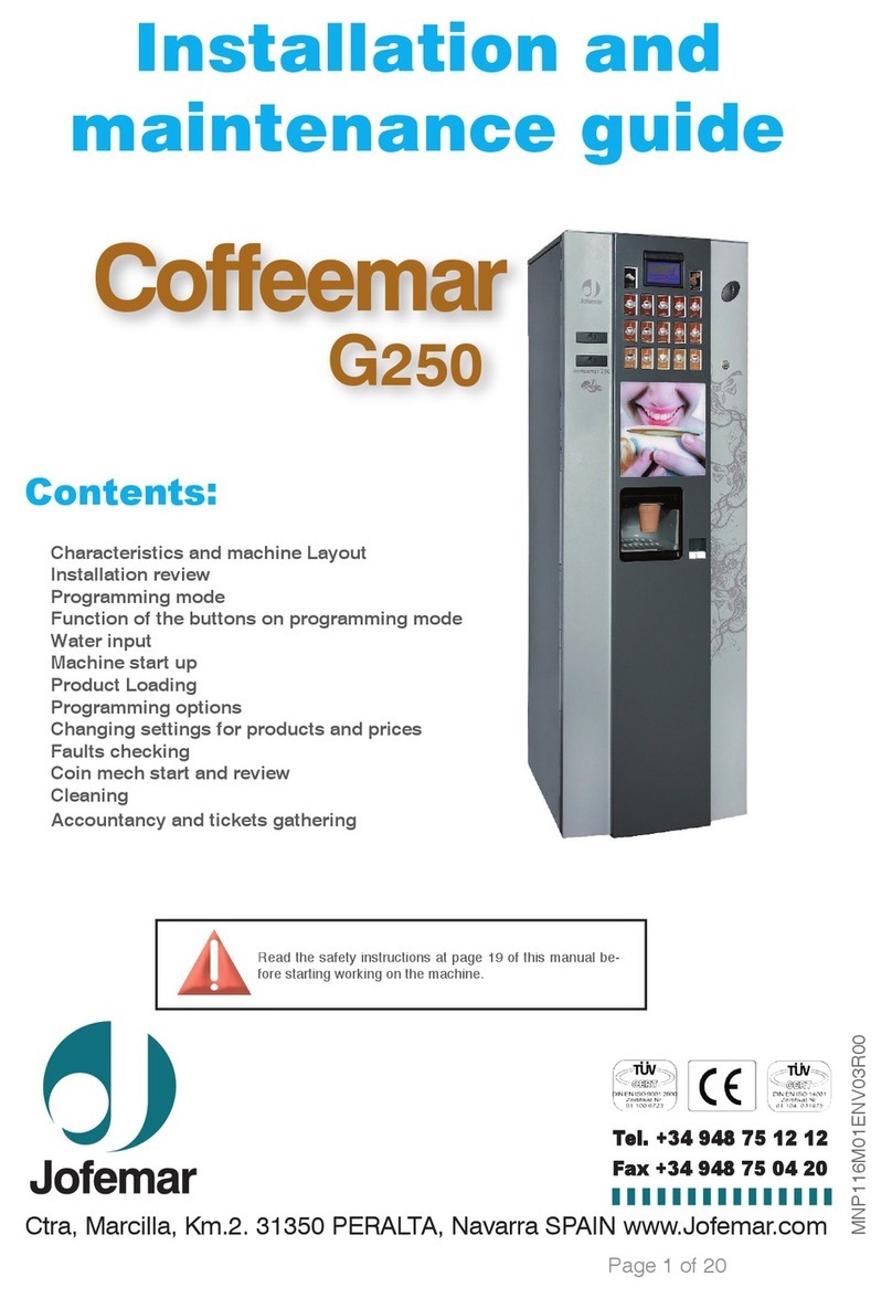 Jofemar Coffeemar G-250 Installation and maintenance guide